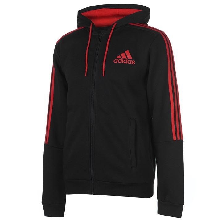 black adidas tracksuit with red stripes
